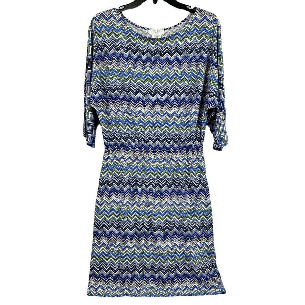 Kate Hill Womens Slip Dress Zig Zag Print Pullover Stretch Size 4P Petite